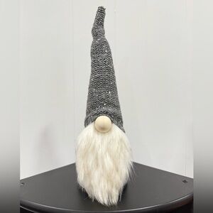Handmade Gray and White Glittery Knitted Gnome Decor approximately 15” tall